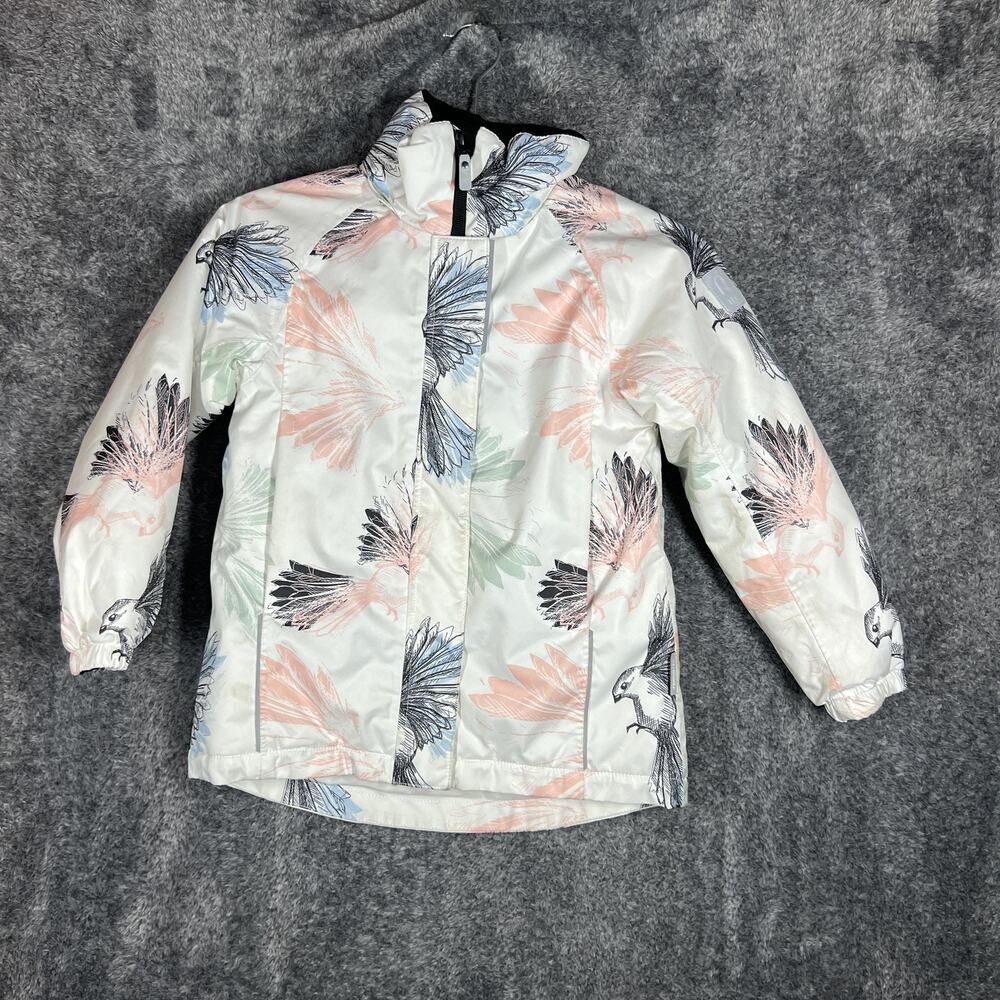 Reima Ski Jacket Youth 6 White Bird Print Waterproof WP10000 Winter Snow Coat